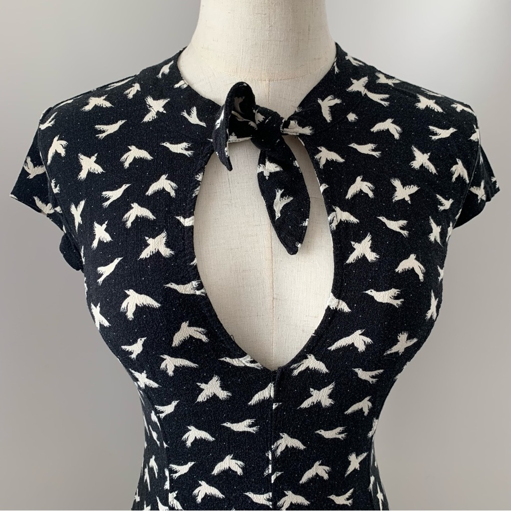 Free People Billie Bird Black & White Bodysuit w/ Keyhole Neck & Back - Picture 2 of 13